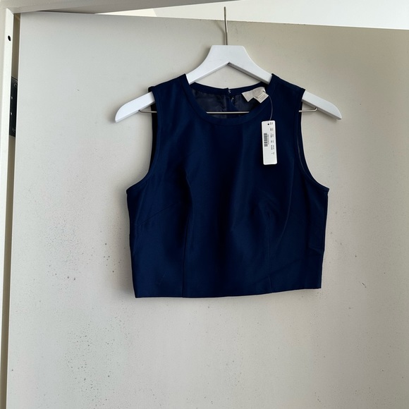 J. Crew Navy Fitted Crop Top NWT - Picture 1 of 3